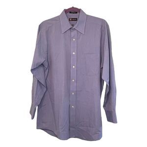 Chaps Wrinkle Free Dress Shirt Blue Cotton Mix Long Sleeve Button Down 15-15 1/2